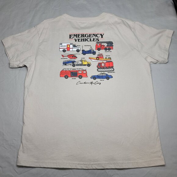 Like New - Cardin McCoy gray short sleeve tshirt w/ 'Emergency Vehicles' -size L - Picture 2 of 9